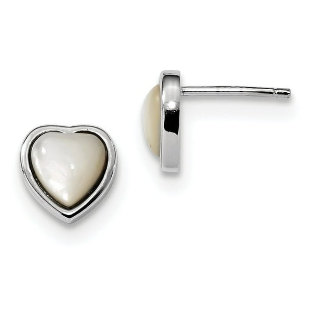 Solid 925 Sterling Silver CZ Cubic Zirconia Heart Post Earrings 9.3mm x 8.5mm Solid 925 Sterling Silver CZ Cubic Zirconia Heart Post Earrings 9.3mm x 8.5mm